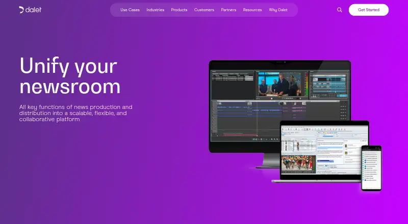 Dalet Galaxy five's website
