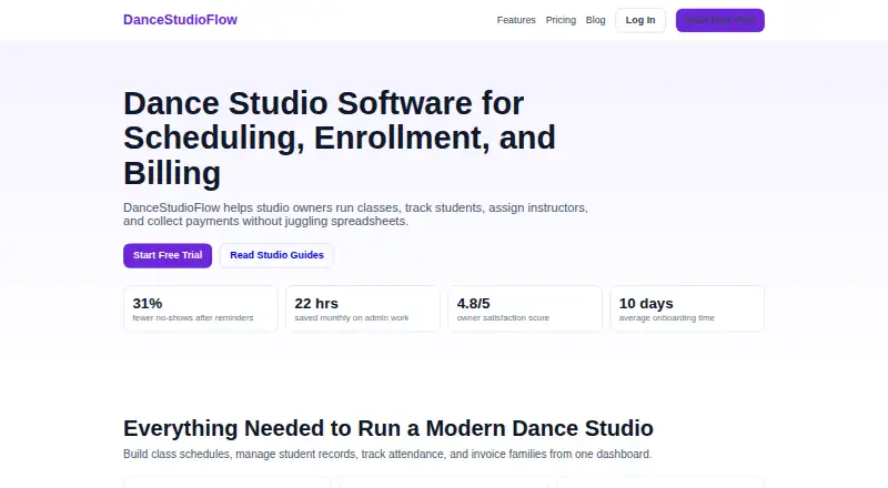 DanceStudioFlow's website