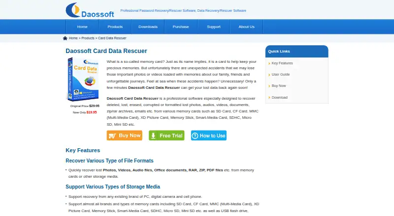 Daossoft Card Data Rescuer's website