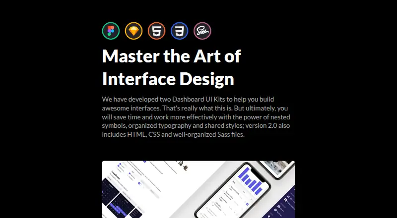 The Dashboard UI Kit homepage