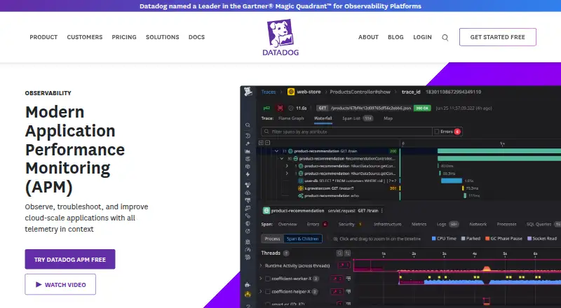 Datadog APM's website