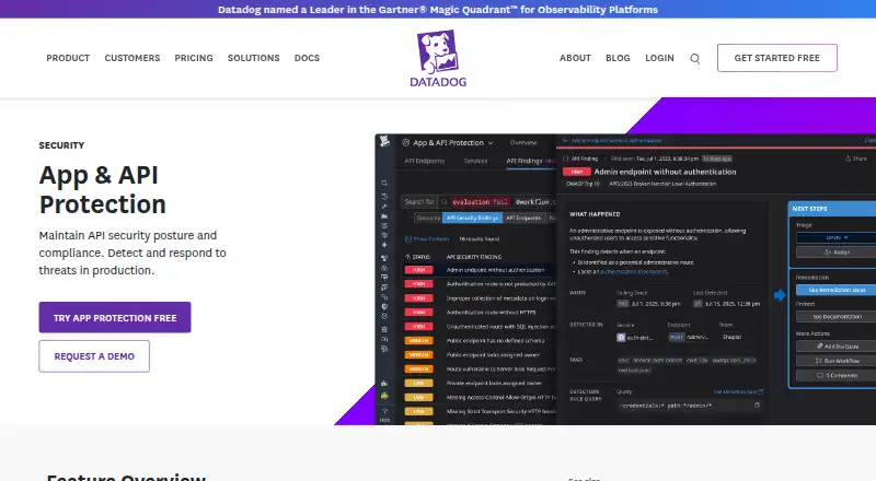 Datadog App & API Protection's website