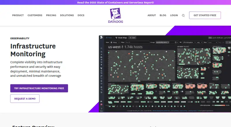 Datadog Infrastructure Monitoring's website