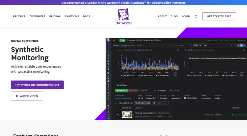 Datadog Synthetic Monitoring's website