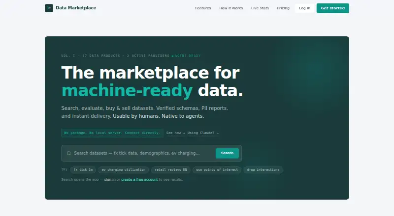 Data Marketplace's website