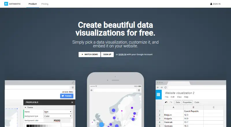Datamatic.io's website