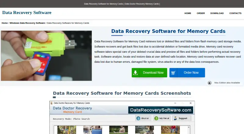Data Doctor Recovery Memory Card's website