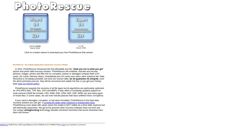 PhotoRescue's website