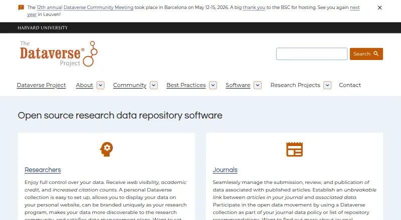 The Dataverse homepage