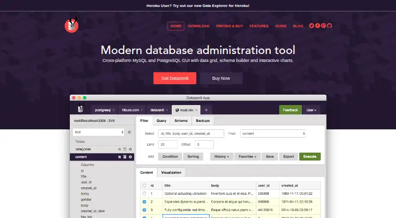 The Datazenit homepage