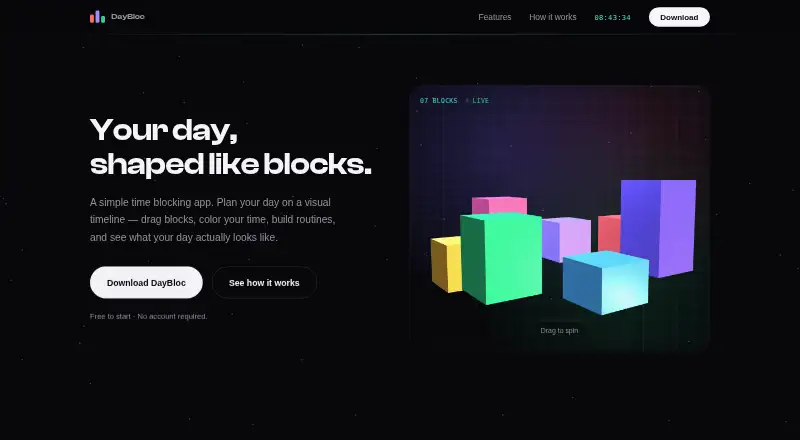The DayBloc homepage