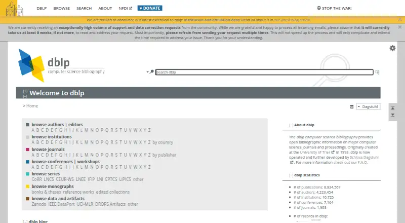 dblp's website