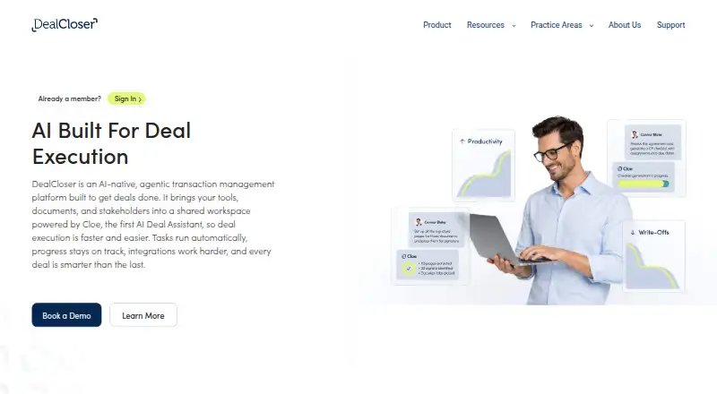 The DealCloser homepage