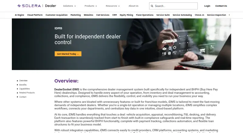DealerSocket iDMS's website