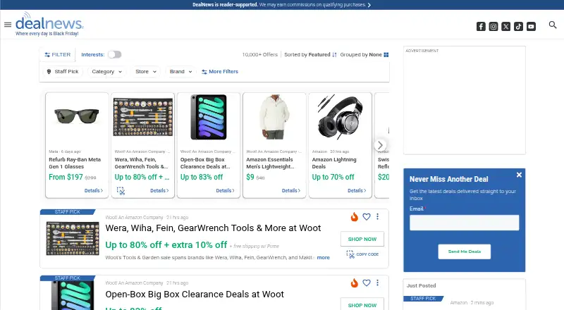 DealNews's website
