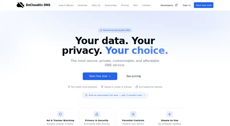 DeCloudUs DNS's website
