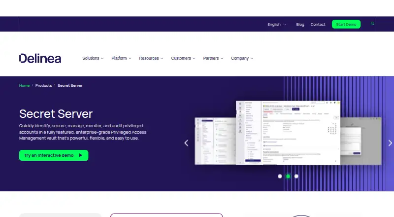 Delinea Secret Server's website