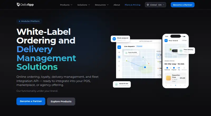 The DelivApp homepage