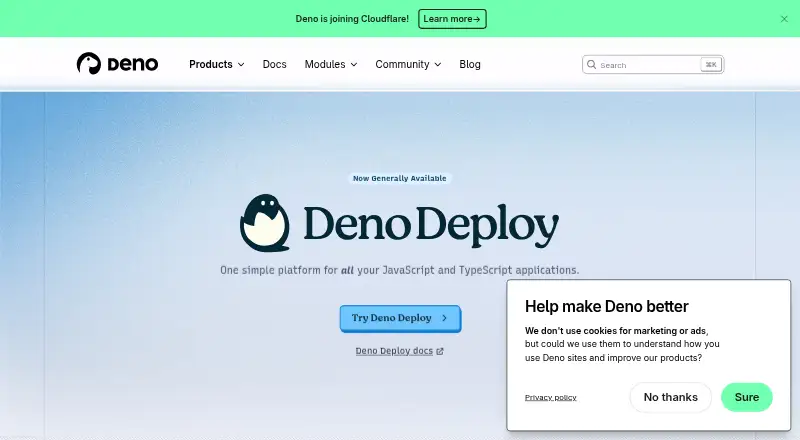 Deno Deploy's website