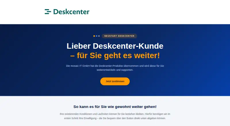 Deskcenter Management Suite's website