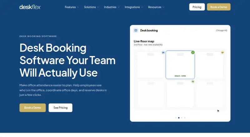 The DeskFlex homepage