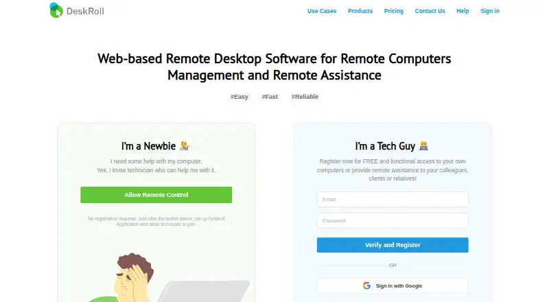 DeskRoll Remote Desktop's website