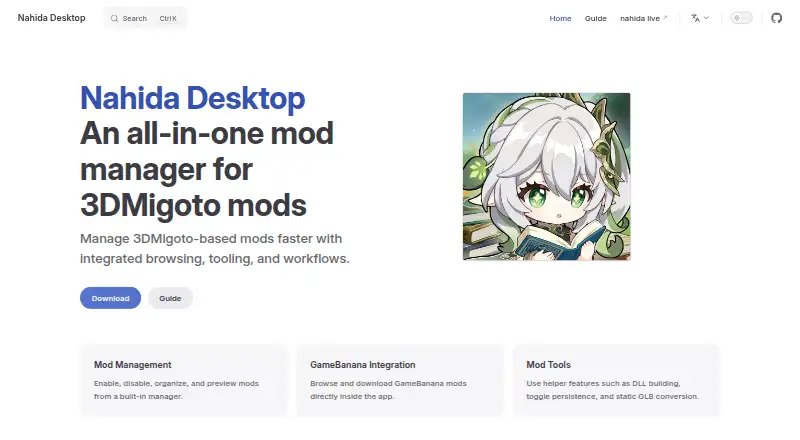 Nahida Desktop's website