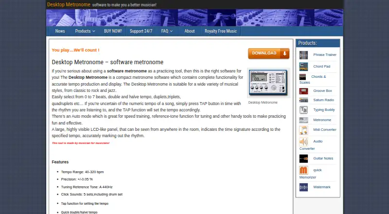 Desktop Metronome's website