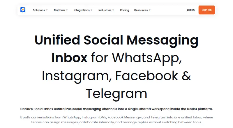 Desku Social Inbox's website