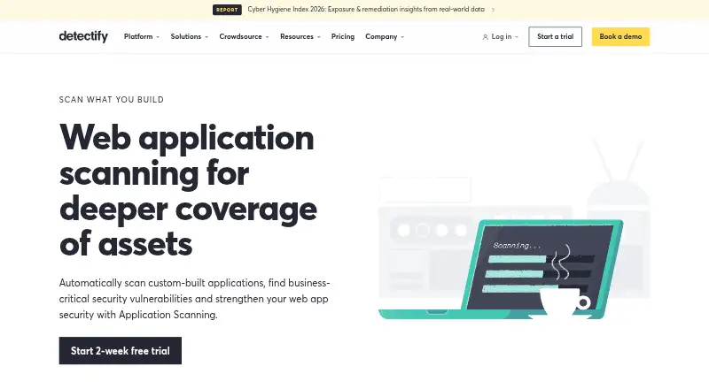 Detectify Application Scanning's website