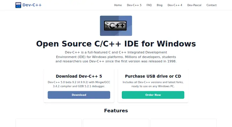 Dev-C++'s website