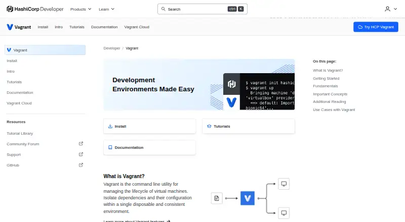 The Vagrant homepage
