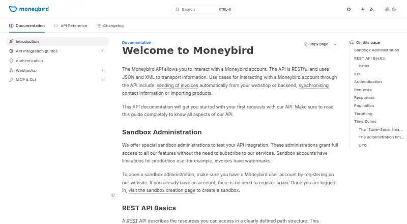 Moneybird API's website