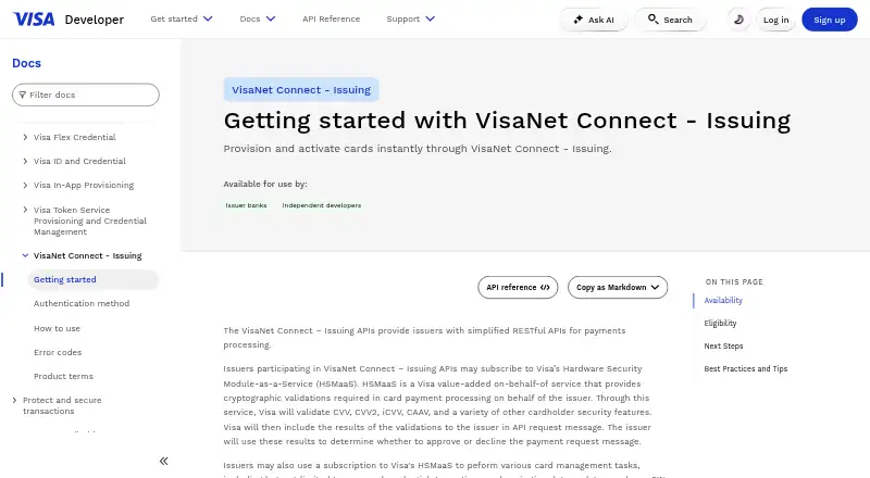 VisaNet Connect – Issuing's website