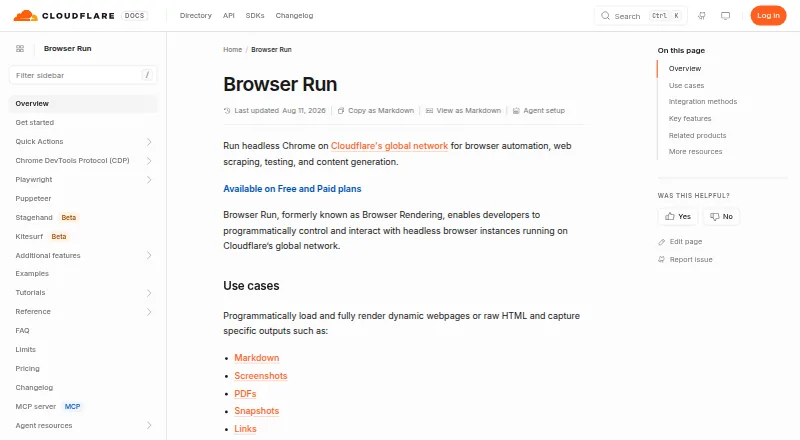 Cloudflare Browser Rendering's website
