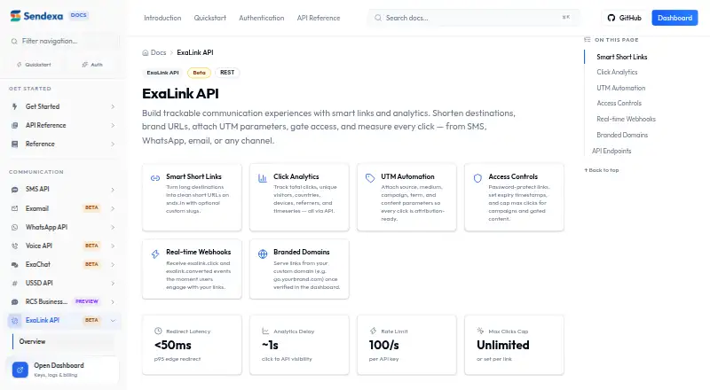 ExaLink API's website