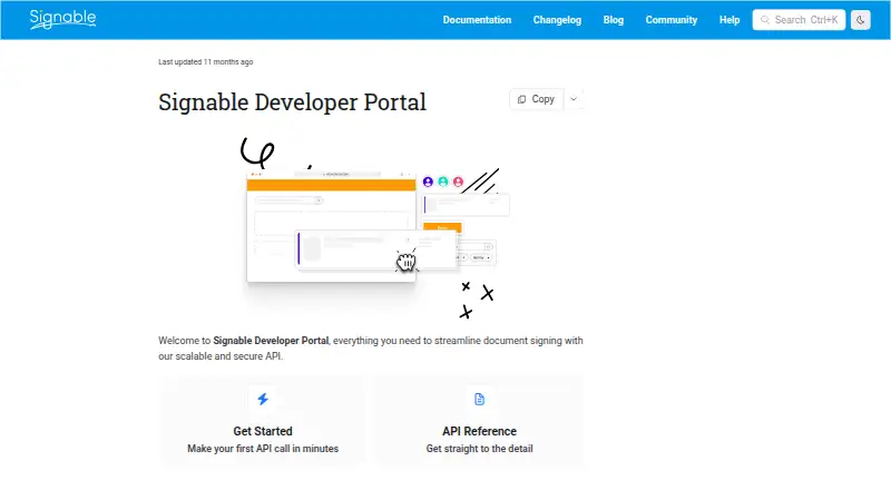Signable API's website