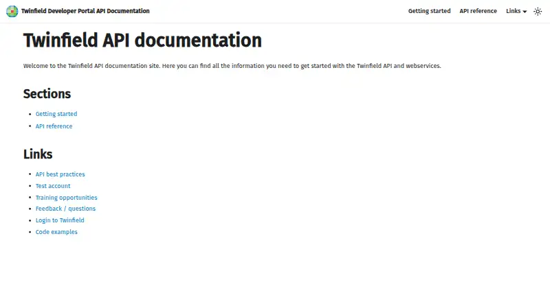 Twinfield API's website