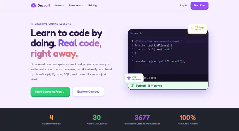 Devpuff's website