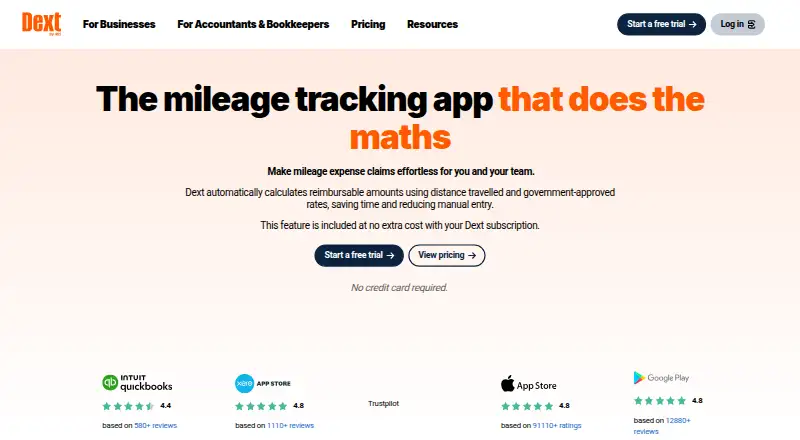 Dext Mileage's website