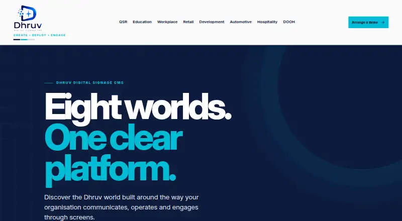 Dhruv Digital Signage CMS's website