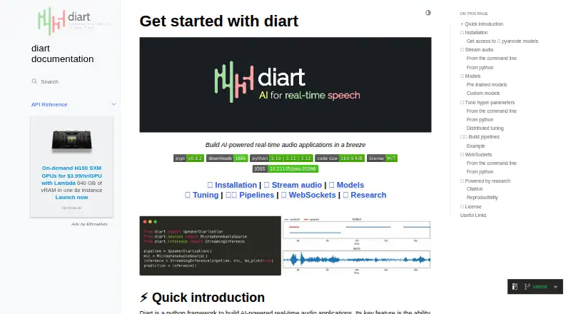 StreamingSpeakerDiarization's website