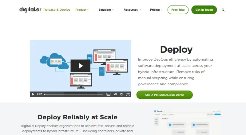 Digital.ai Deploy's website