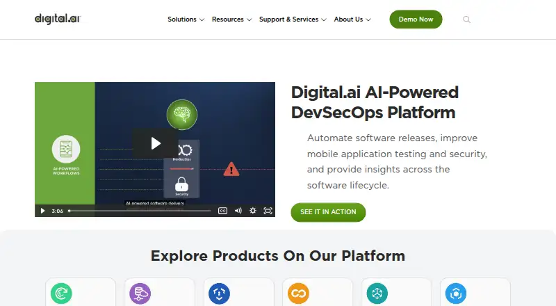Digital.ai Intelligent Value Stream Platform's website