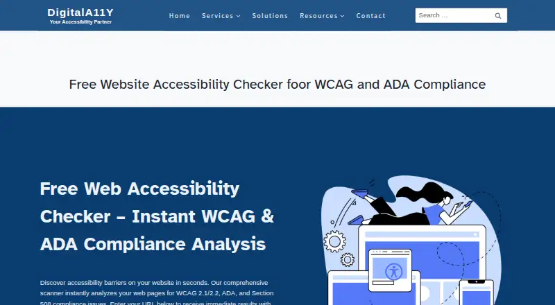 The DigitalA11Y Accessibility Checker homepage
