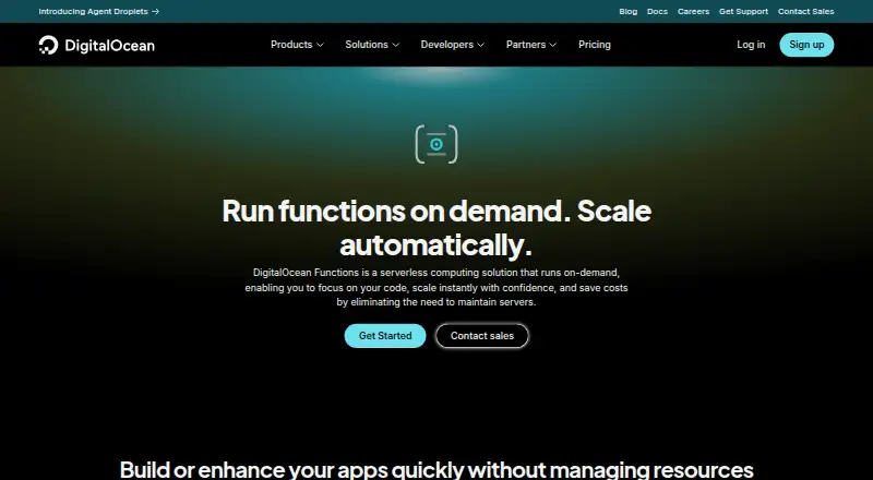 DigitalOcean Functions's website