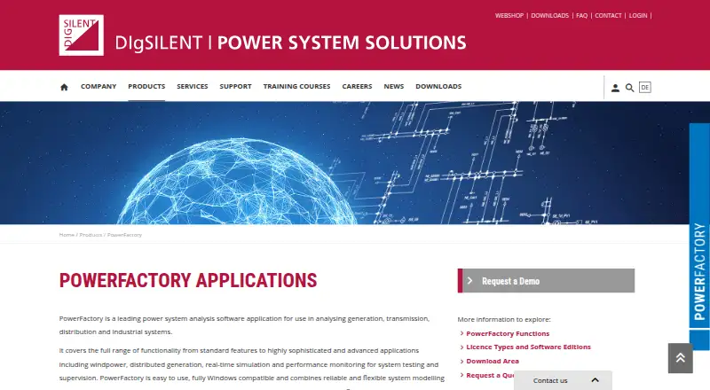 The DIgSILENT PowerFactory homepage