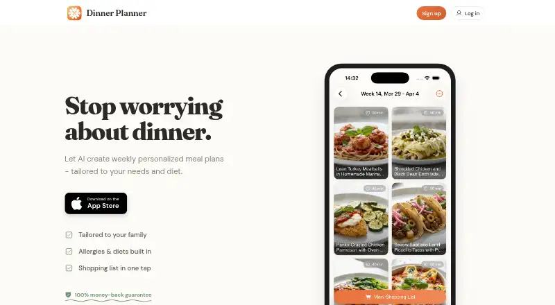 DinnerPlanner.ai's website