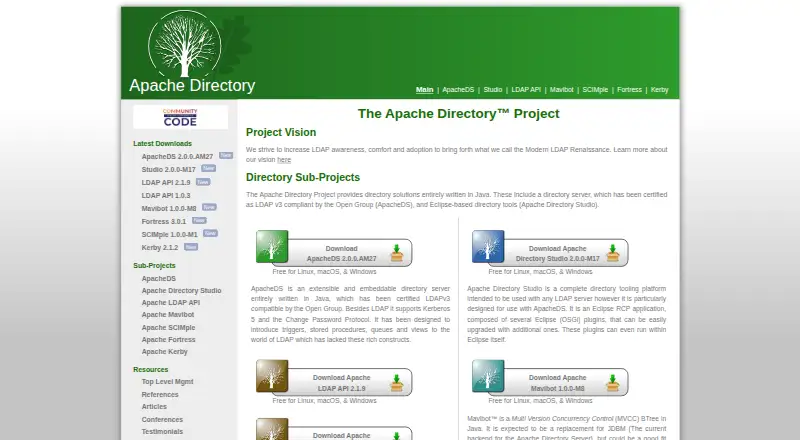 The Apache Directory Server homepage