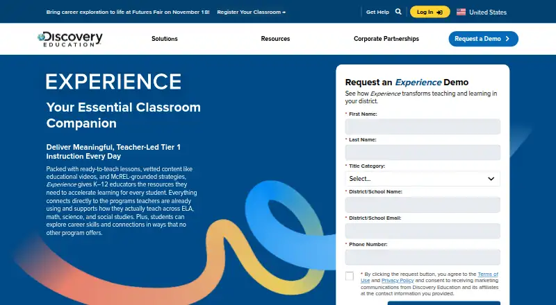 Discovery Education Experience's website
